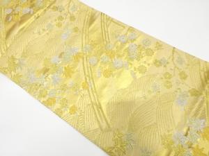 アンティーク　橋に楓・菊・枝梅模様織り出し袋帯（着用可）